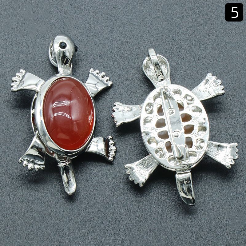Pingente de broche de tartaruga 1558, acessórios de colar de pingente de pedra preciosa incrustada em liga de cristal natural