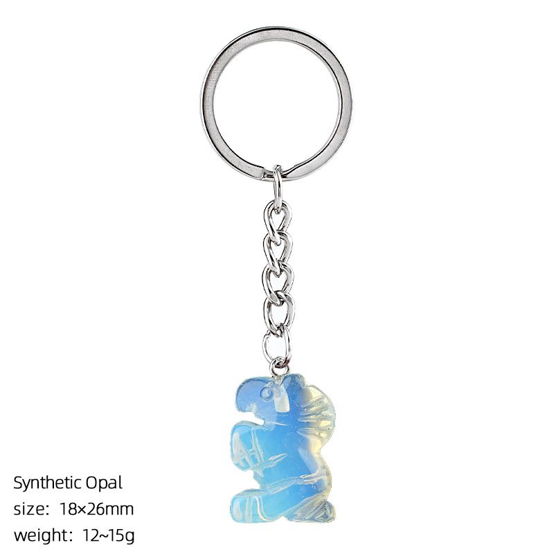 Pônei de cristal natural chaveiro criativo DIY saco acessórios de carro gravado ágata cabeça cavalo pingente