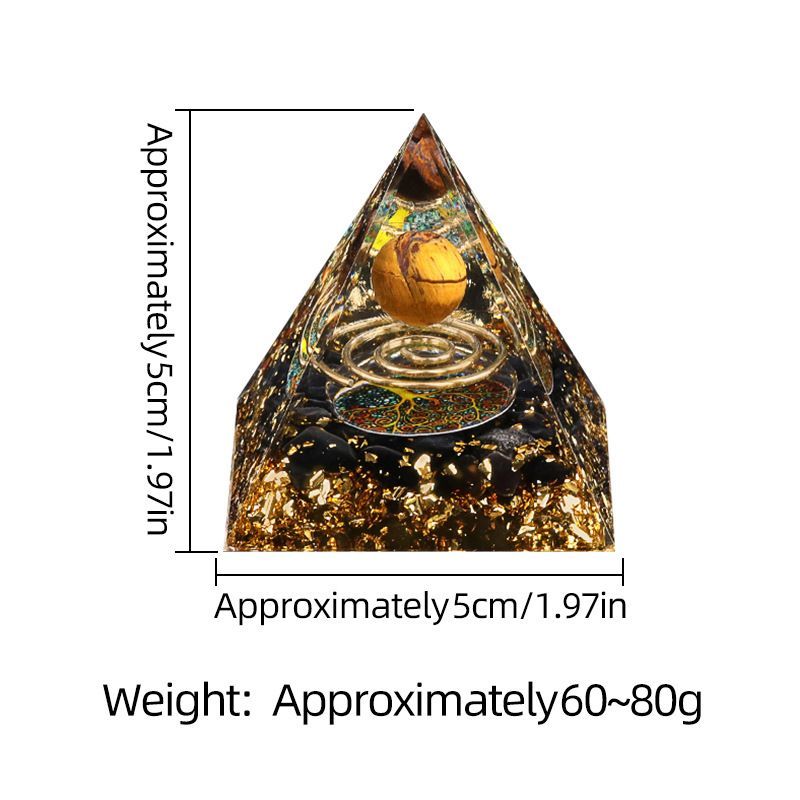 Anel de aço pirâmide de 5cm pequena bola de cascalho Pirâmide epóxi ornamento de artesanato