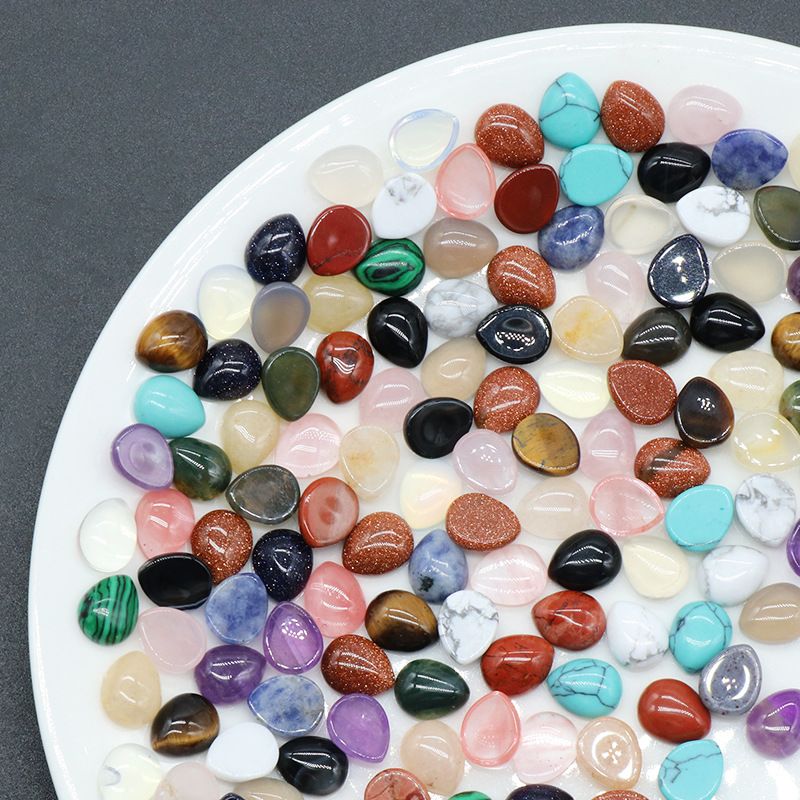 1475-8X10mm superfície do anel de gota de água cristal natural superfície única curva geométrica DIY jóias incrustadas com acessórios de pedra solta