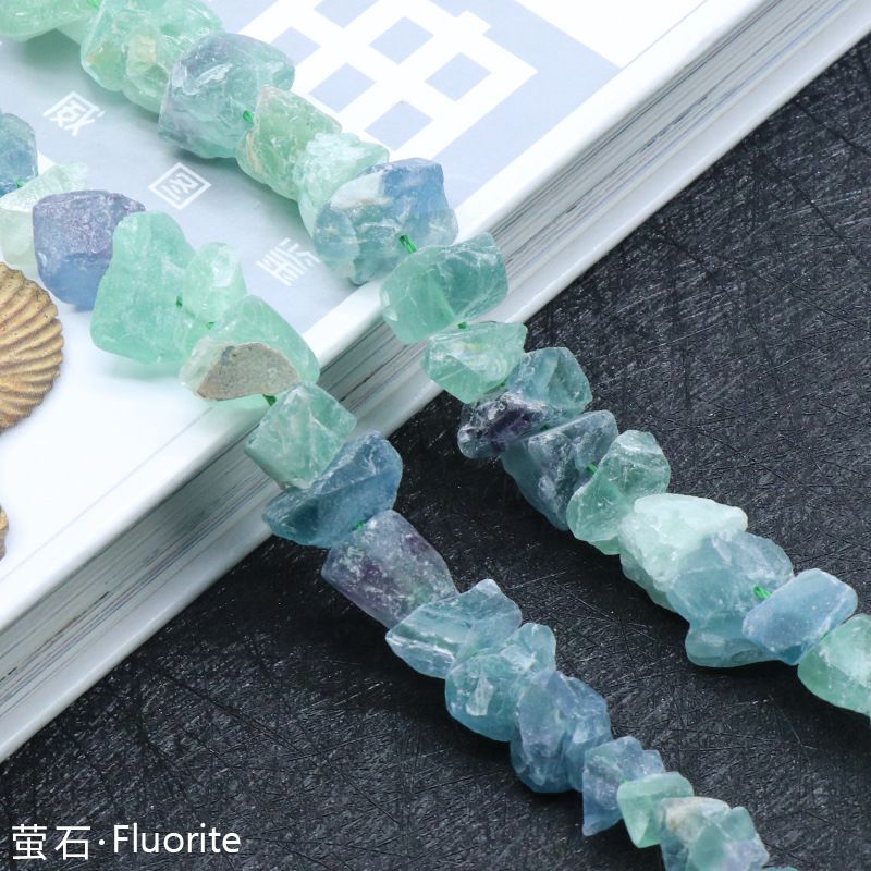 Perfuração de minério de pedra ágata de cristal fluorita, minério de lã com acessórios irregulares de contas soltas DIY