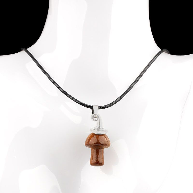 Pingente De Cogumelo De Chapéu De Bruxa De Cristal Natural