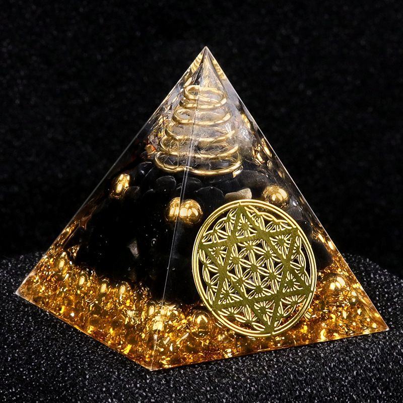 2162-Ágata de cristal 5cm de cascalho pirâmide Resina epóxi escritório doméstico ornamento de mesa artesanato