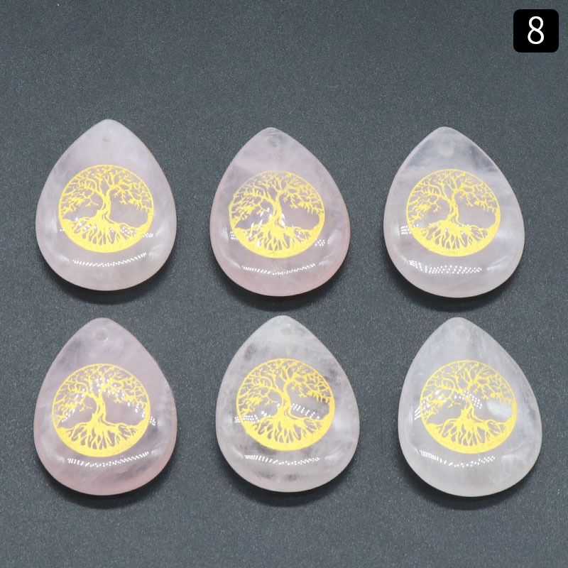 1140-Pedra de cristal natural esculpida gota d 'água árvore da vida pingente árvore criativa DIY jóias pingente de moda popular
