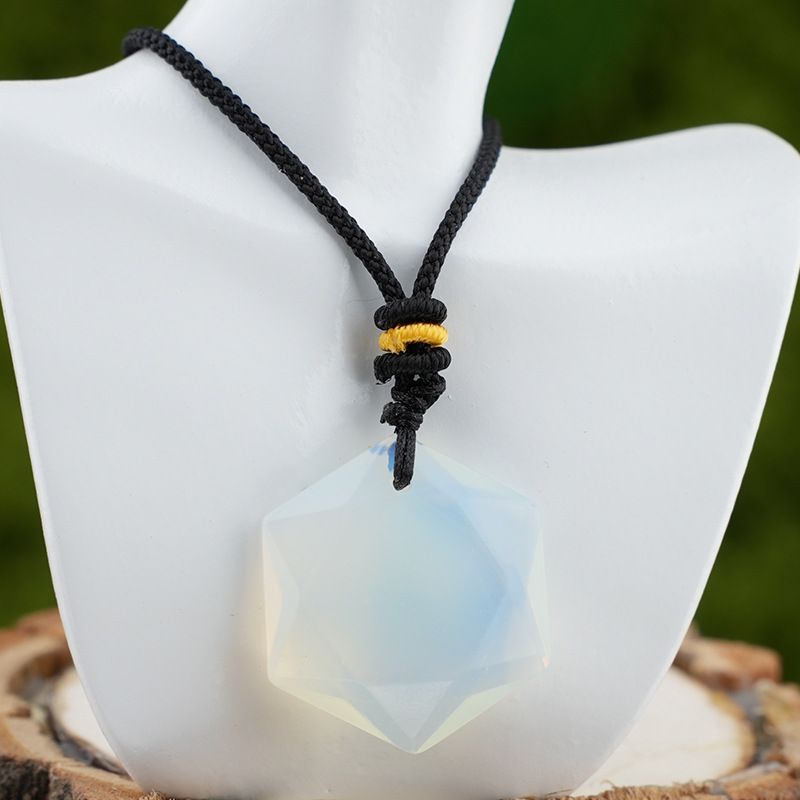 Pingente de hexagrama de cristal natural, pedra olho de tigre ametista, colar de pedra semipreciosa de cristal branco, pingente de joias.