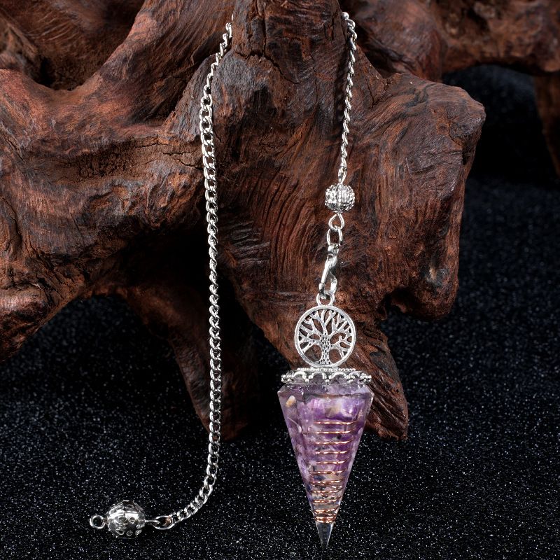 Nova Liga Árvore da Vida Pingente De Resina Pingente De Cristal Meditação Pêndulo De Corrente De Cinto Epóxi Vintage
