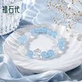 [Xixi Shidai] Pulseira Blue Moonlight White Crystal Sugar Cube, fresca e azul, acalme-se e alivie o estresse