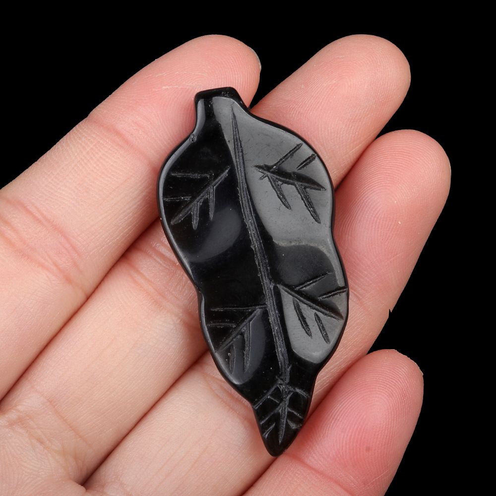 1782-47Mm folhas, cristal natural ágata pedra gravada pena material decorativo DIY folha acessórios de jóias