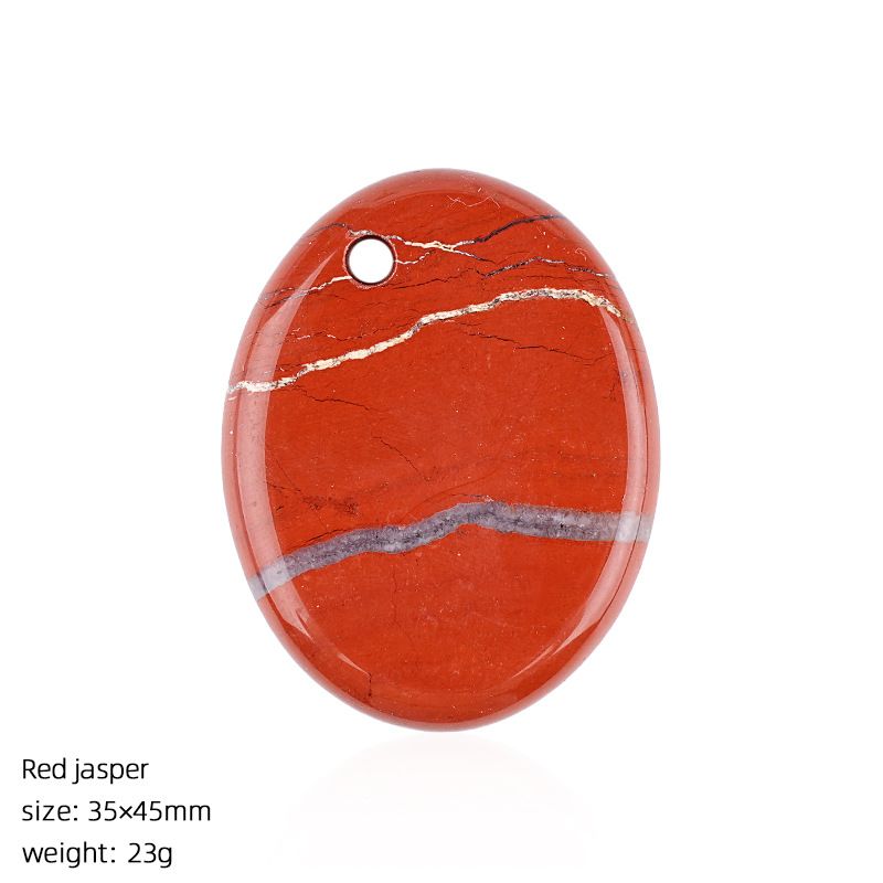 Pingente de pedra de cristal natural pingente de colar DIY 35 * 45 orifício de borda oval material de letras de pedra natural