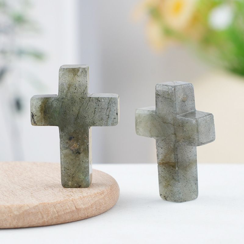 Pó de pedra natural de cristal cruz pingente pingente colar de jóias DIY acessórios