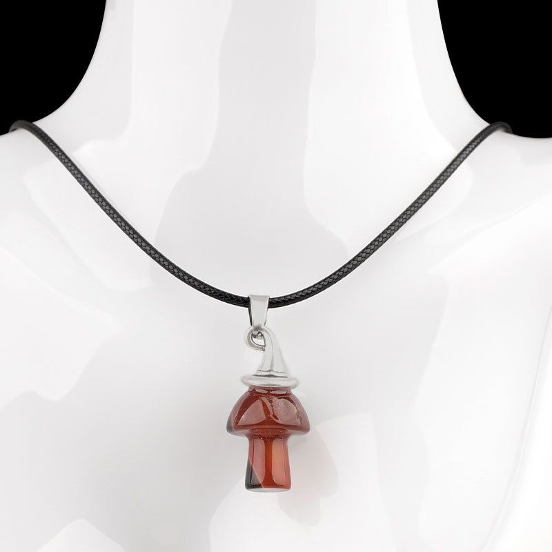 Pingente De Cogumelo De Chapéu De Bruxa De Cristal Natural