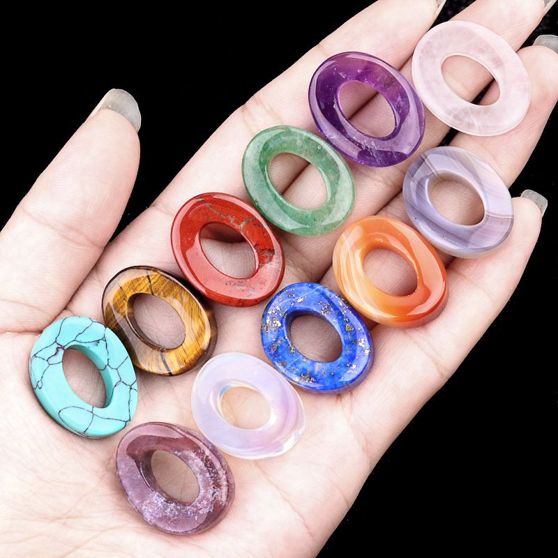 2068-18X23mm círculo de ágata de ametista em forma de botão oval oco colar colar de material de pulseira