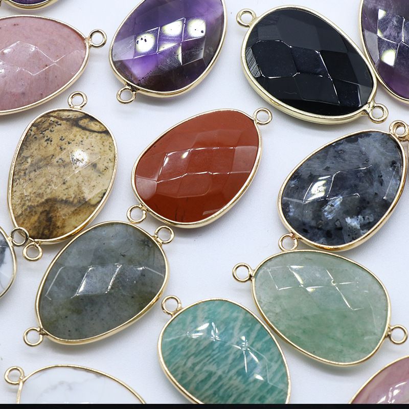 Pingente binaural de bainha de jade de ágata de cristal, pó de ametista, lápis-lazúli de cristal, acessórios para joias