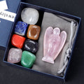 1746-Pink Crystal Angel Colorful Hexagonal Pillar Set, Irregular Seven-Pulse Rolling Stone 7 Set Gift Box - Menor Preço em Brasil