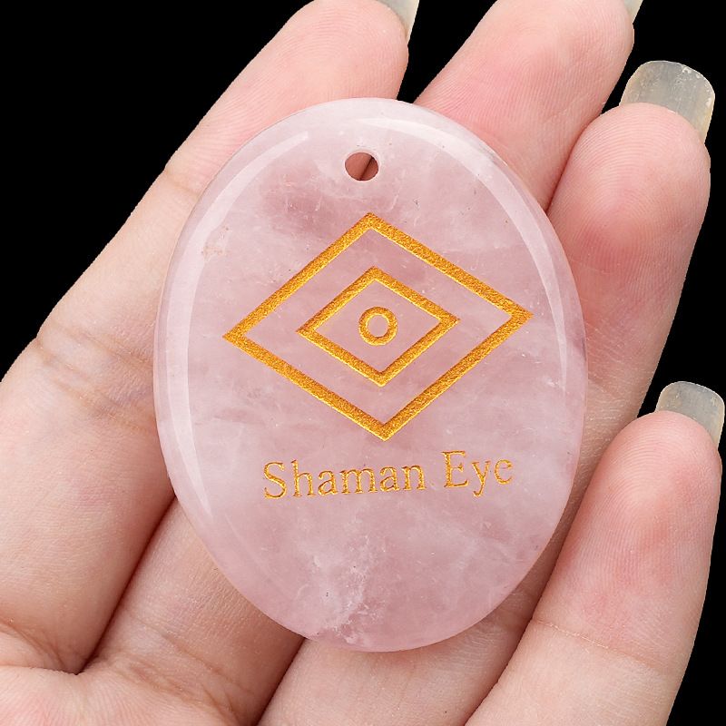 2335-Pingente de letras de pedra de palma de pedra de cristal natural Shaman Eye