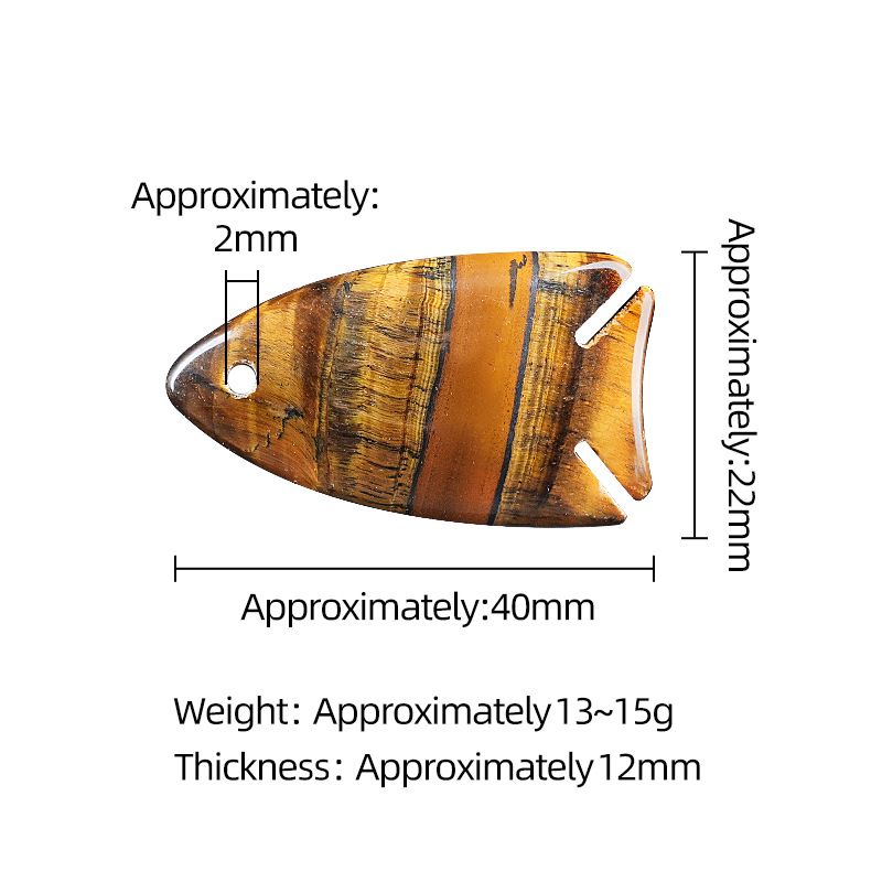 Pingente de peixe pequeno de cristal natural de 40Mm Pingente de colar DIY, gravura em pedra ágata com orifícios acessórios de jóias em forma de peixe