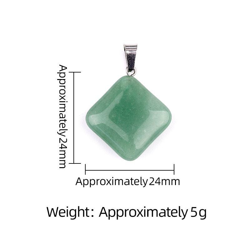 1822-24Mm cristal ágata jade quadrado pingente diagonal, pingente quadrado de pedra semi-preciosa acessórios de jóias DIY