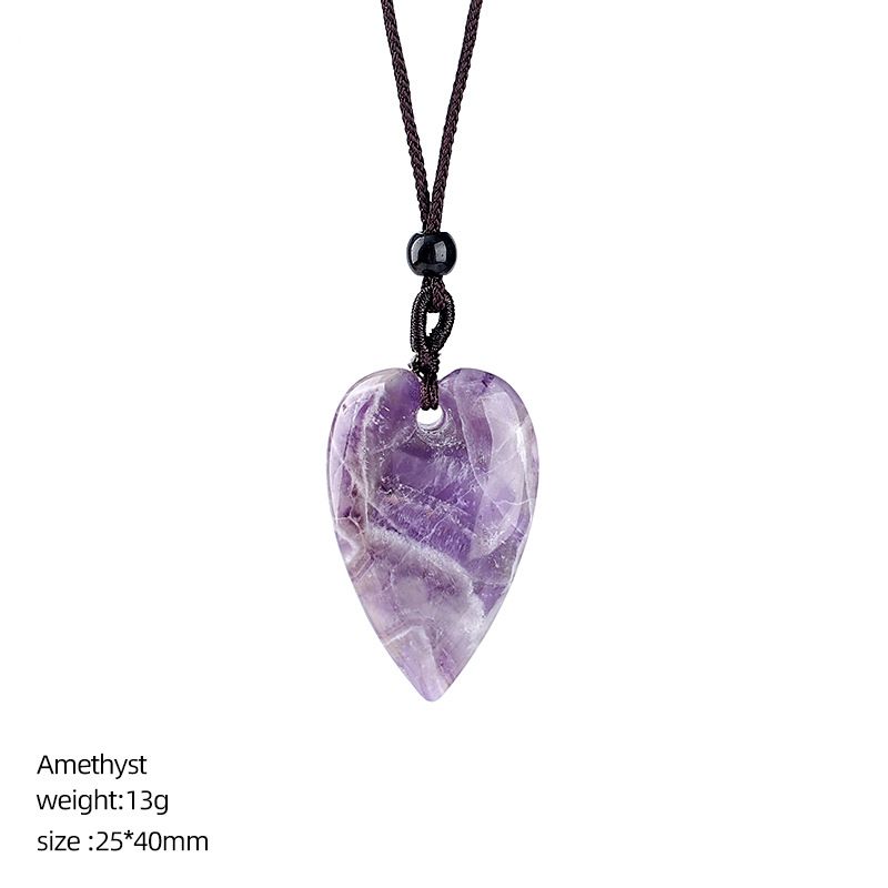 Colar de amor de cristal natural de 40mm, pingente de coração de pêssego de pedra de ágata gravado em forma de coração.