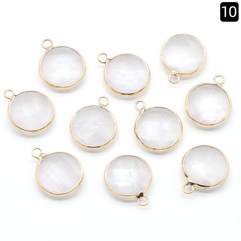 1381-Pingente de seção redonda com bainha de cristal natural pendurado único pingente redondo de pulseira DIY colar material de jóias