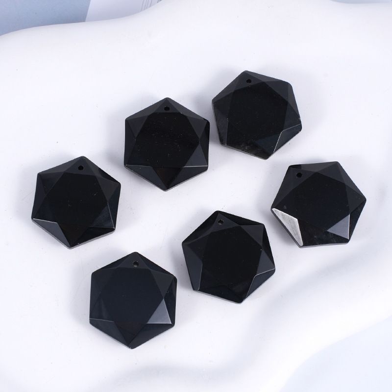 Acessórios de pingente de hexagrama de cristal natural Agate perfurado corte geométrico grande satélite colar de pedra