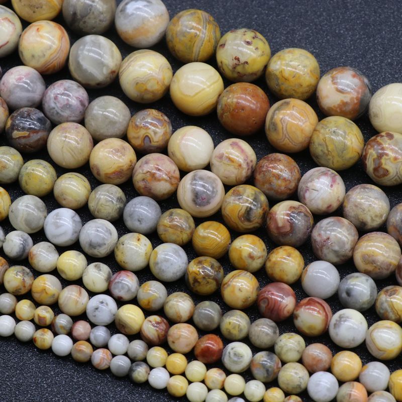 194-Crazy Lace Agate Contas redondas Grânulos soltos DIY Acessórios de jóias frisadas