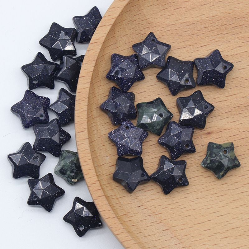 Pingente de pentagrama facetado 1590-10mm, acessórios de mini estrela de pedra de cristal atacado DIY jóias estrela