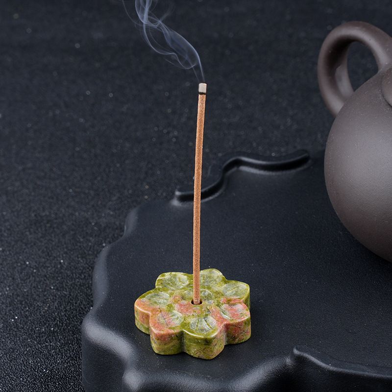 Inserção de incenso de lótus de cristal natural cabeça de pedra semipreciosa, base de suporte de incenso de arame, inserção de queimador de incenso de pedra de olho de tigre de 30 mm
