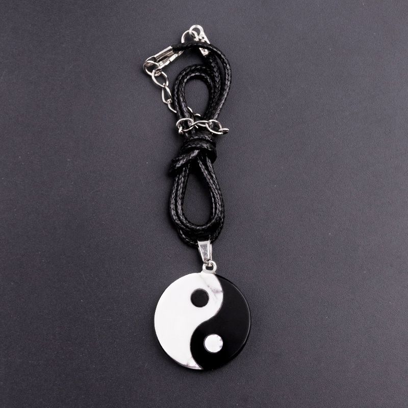 Pinho branco natural obsidiana emenda preto e branco tai chi yin e yang gossip logo punho decorativo pequeno ornamento