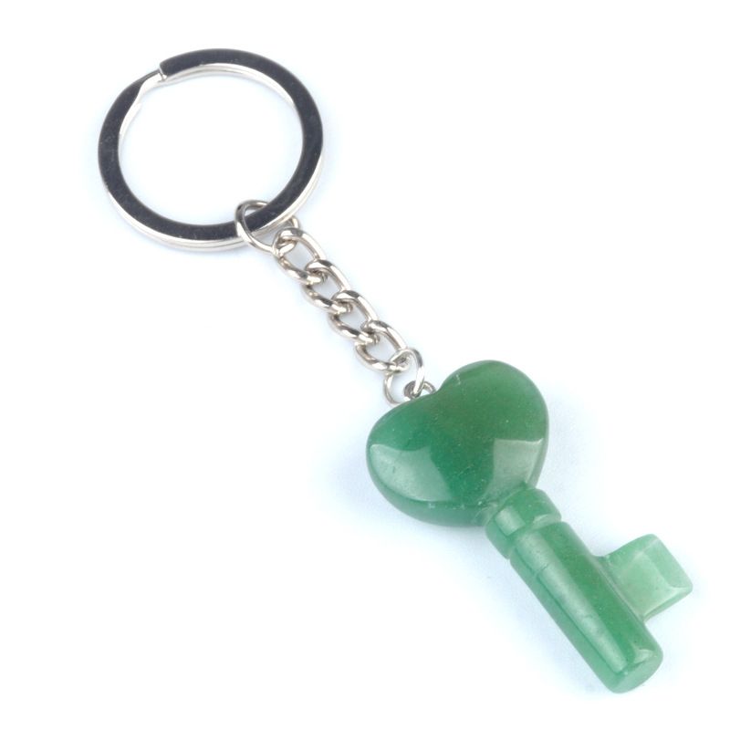 1569 - Chaveiro de Coração de Cristal Natural Chaveiro de Coração Pingente de Fechadura em Forma de Coração DIY Acessório Criativo de Pingente