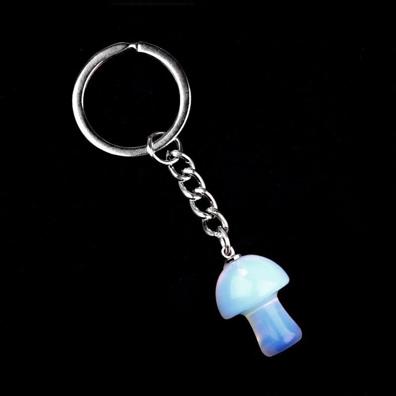 1324-Pedra de cristal natural de ágata 2cm pequeno cogumelo chaveiro pingente bonito saco de jóias pingente pequeno presente