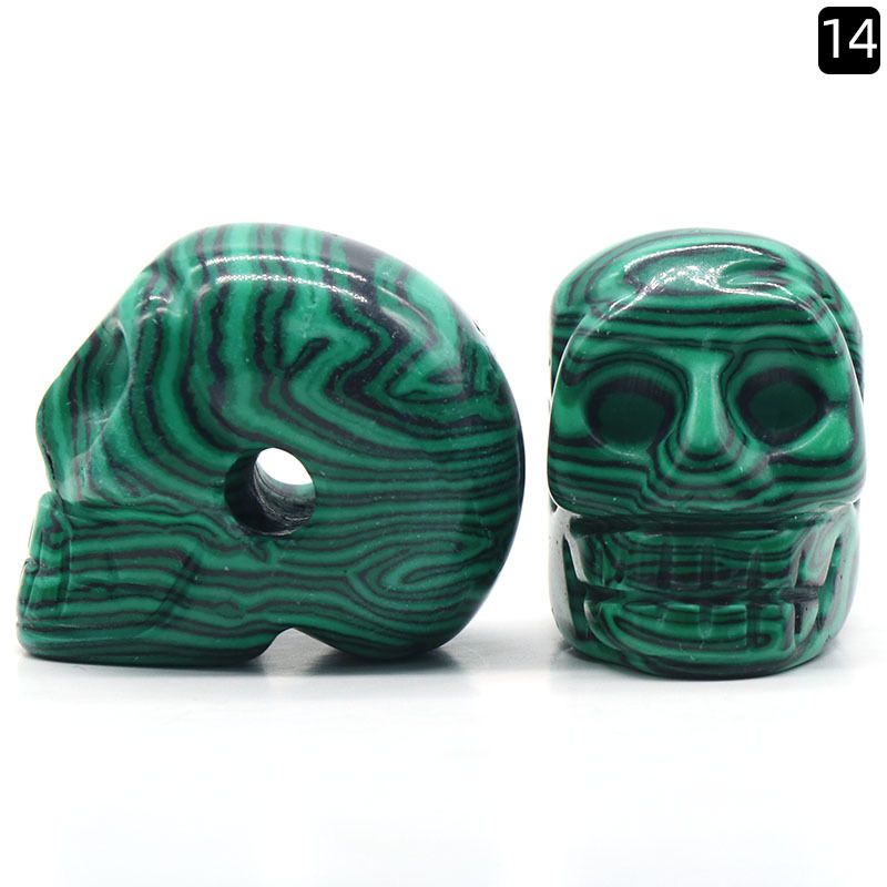 1365-Acessórios de pingente de cabeça fantasma de crânio de pedra semipreciosa de cristal natural, artesanato de Halloween pequenos ornamentos