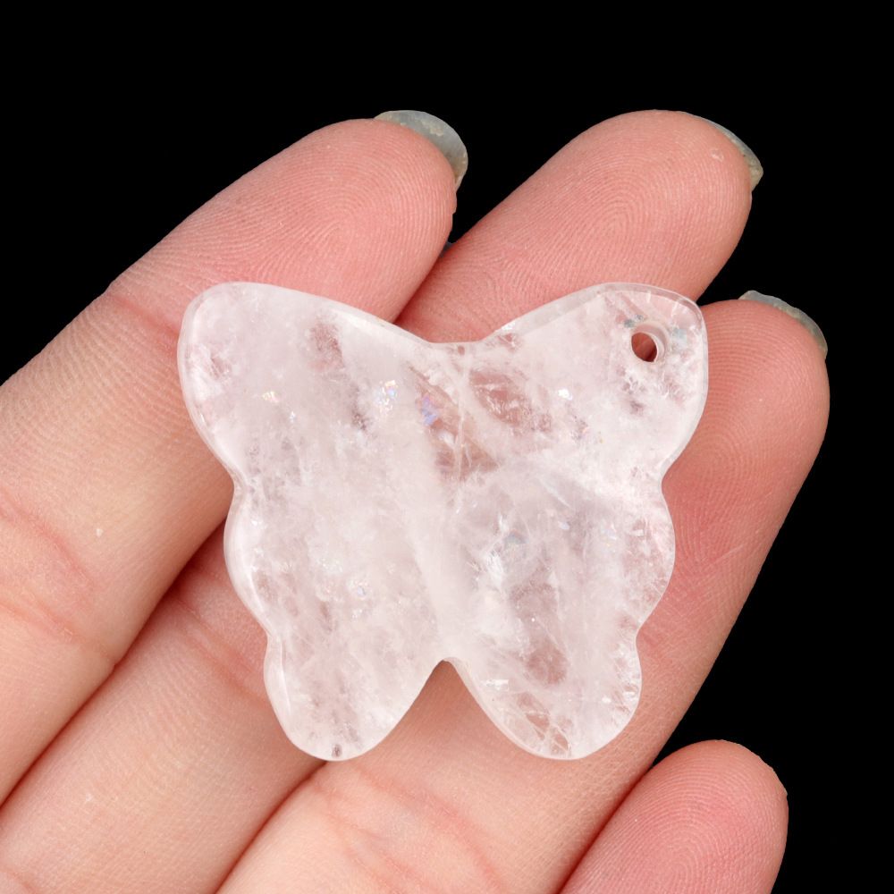 1791 - 30 × 35 mm grande pingente de borboleta, pedra de ágata de cristal natural, enfeite de mesa de borboleta esculpida