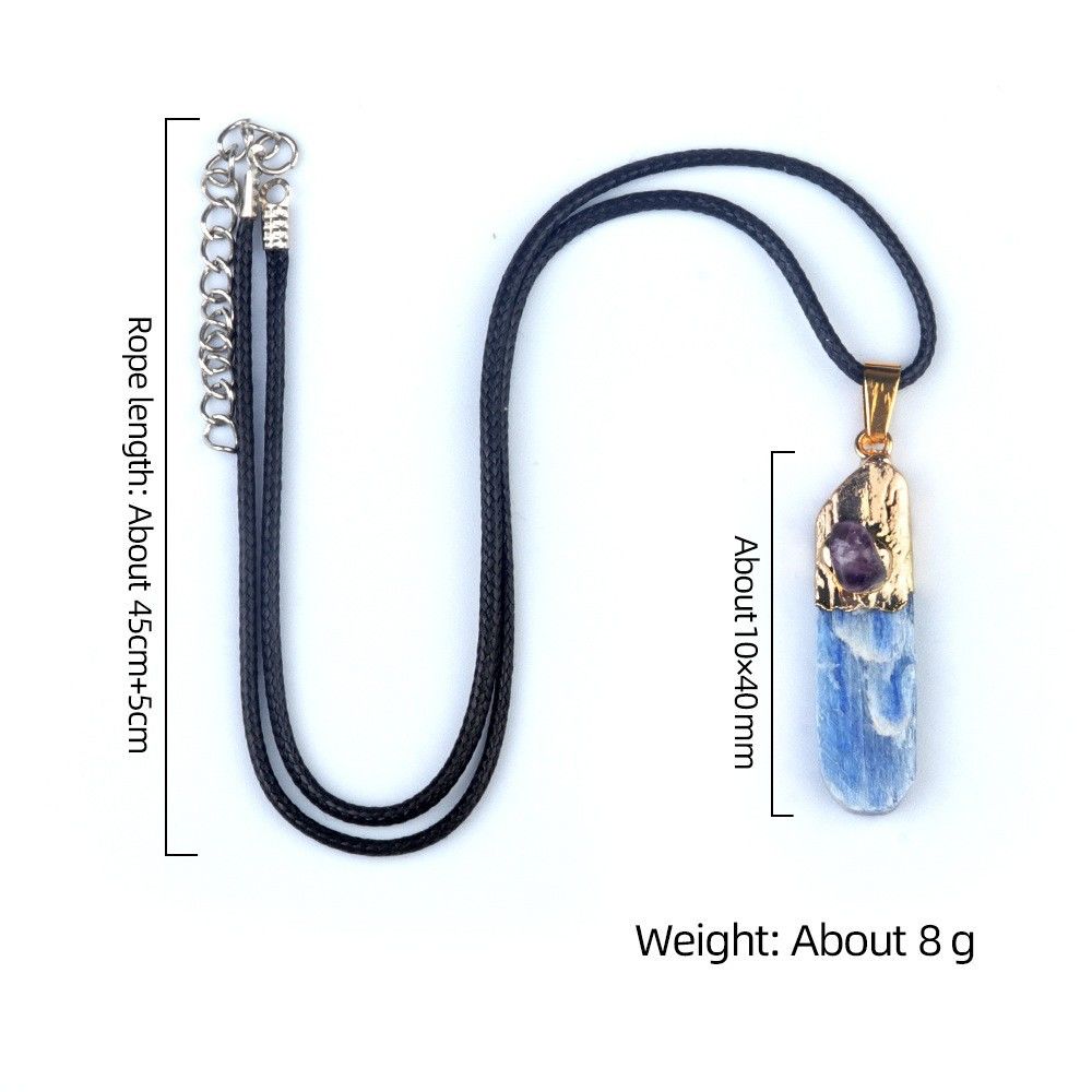 Natural irregular kyanite colar dourado bainha jóias longo pedra áspera azul cristal colar jóias