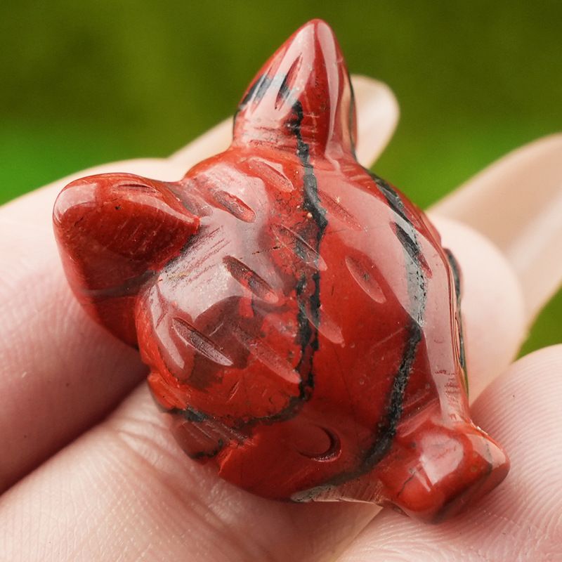Pó de ametista natural cristal olho de tigre pedra escultura cabeça de raposa artesanato animal pequeno ornamento