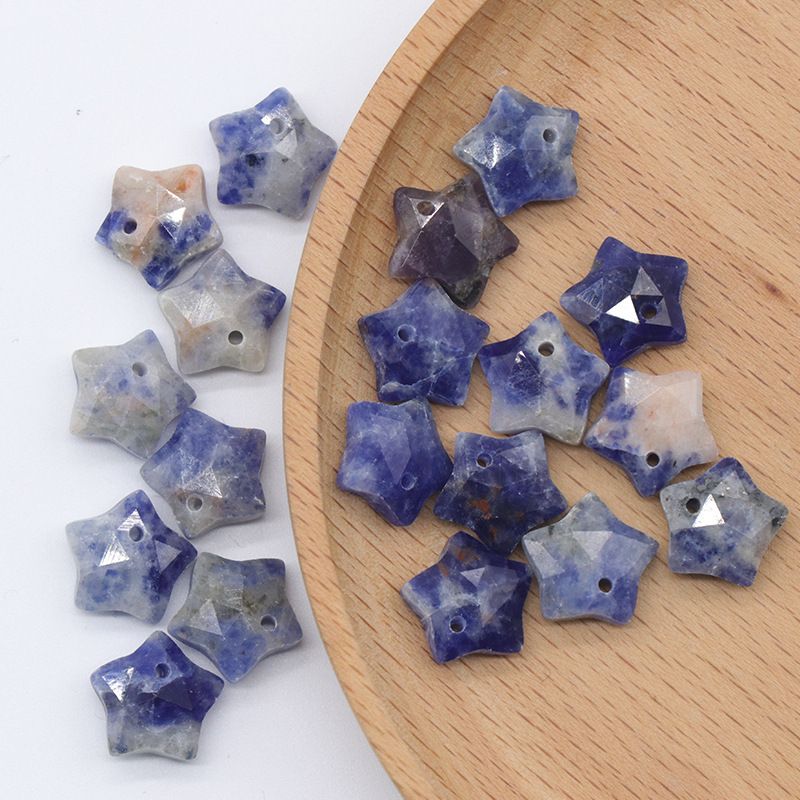 Pingente de pentagrama facetado 1590-10mm, acessórios de mini estrela de pedra de cristal atacado DIY jóias estrela