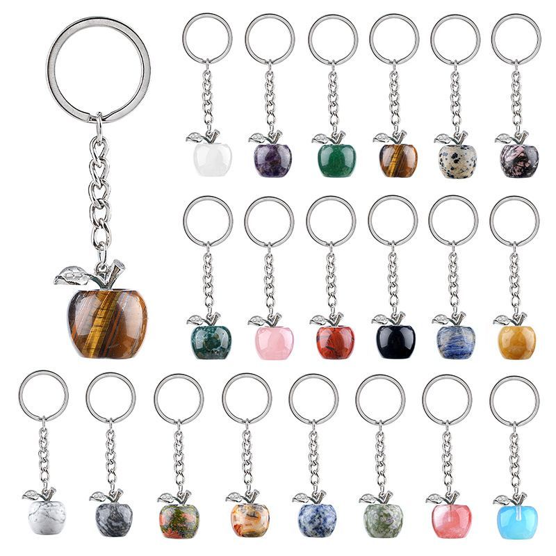 Ágata pedra semipreciosa maçã chaveiro véspera de Natal presente decorativo pedra natural pingente pequeno maçã