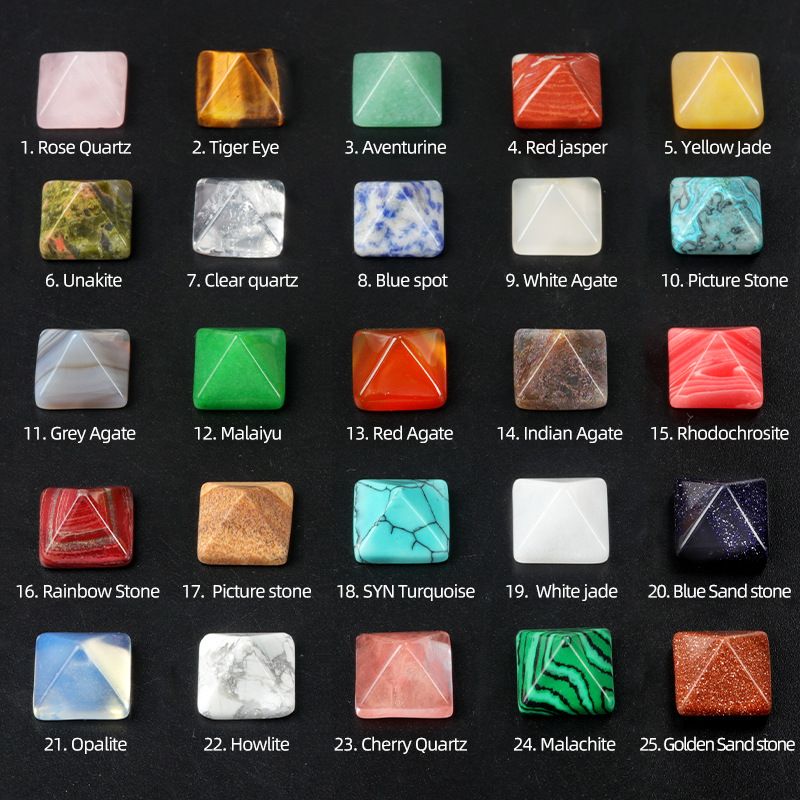 1736-Anel de pirâmide de pedra semipreciosa de cristal natural, joias europeias e americanas pirâmide colorida