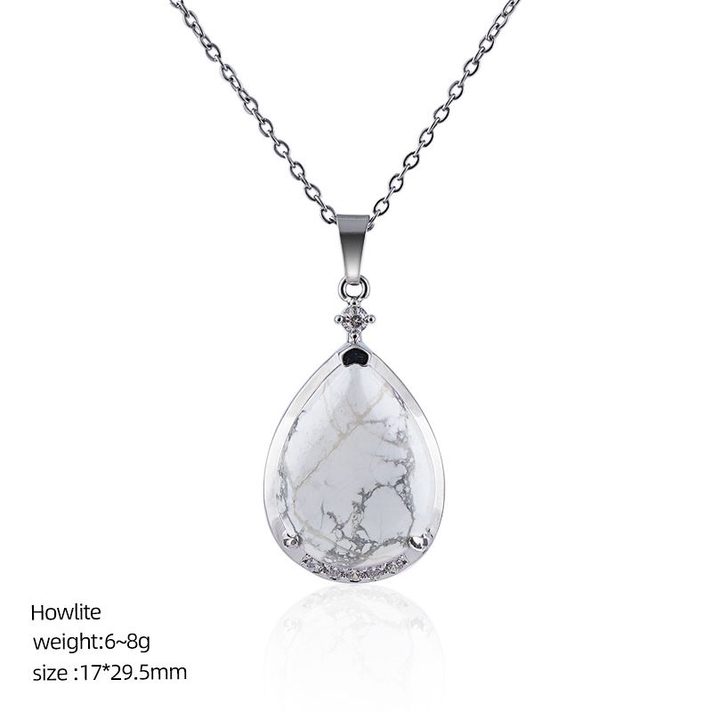 Pingente de gota de água de cristal natural popular com corrente de clavícula incrustada de cobre diamante colar de gota de água de ametista natural