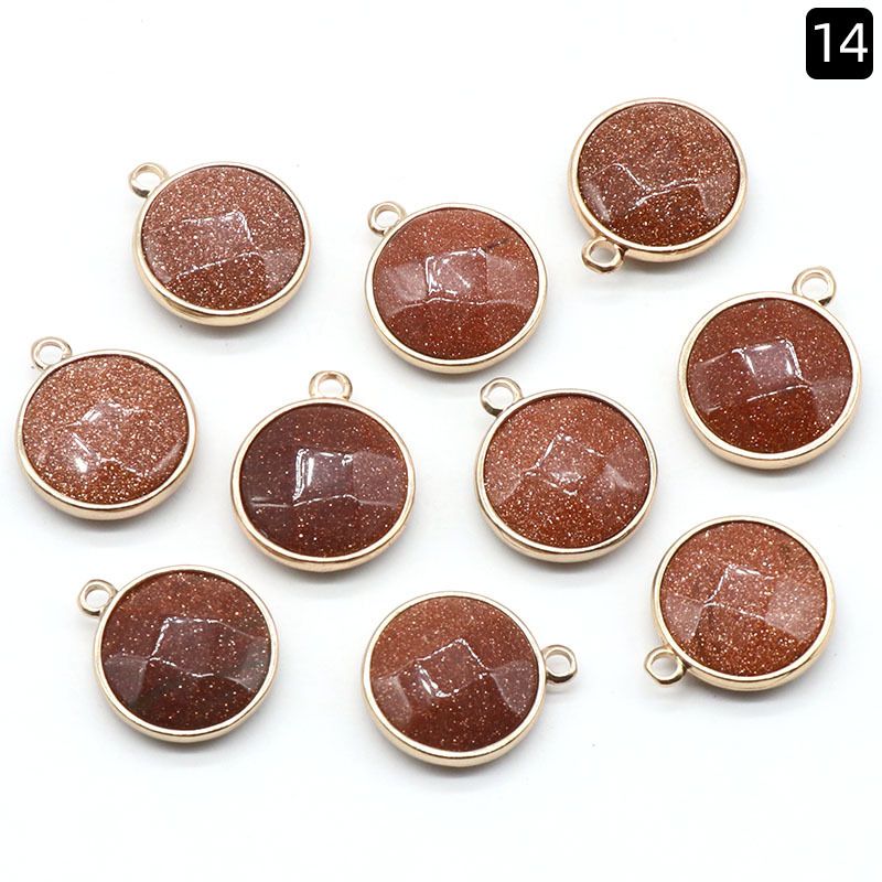 1381-Pingente de seção redonda com bainha de cristal natural pendurado único pingente redondo de pulseira DIY colar material de jóias