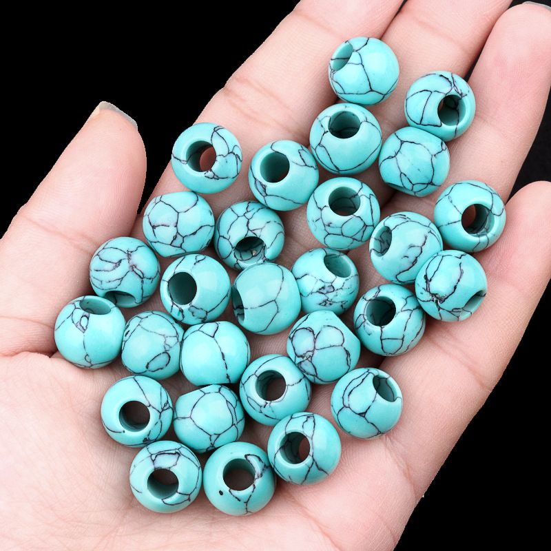 317 - Contas de Grandes Furos, Contas Soltas de Ágata Cristalina, 12mm, 5mm, Contas Soltas de Pedra Natural de Grandes Furos, Materiais de Joias DIY Atacado