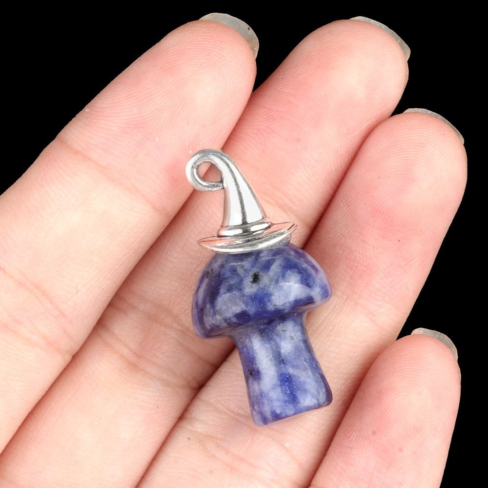 1963-Ágata de cristal natural pedra semipreciosa ametista mágica chapéu de Natal cogumelo pingente acessórios de jóias DIY