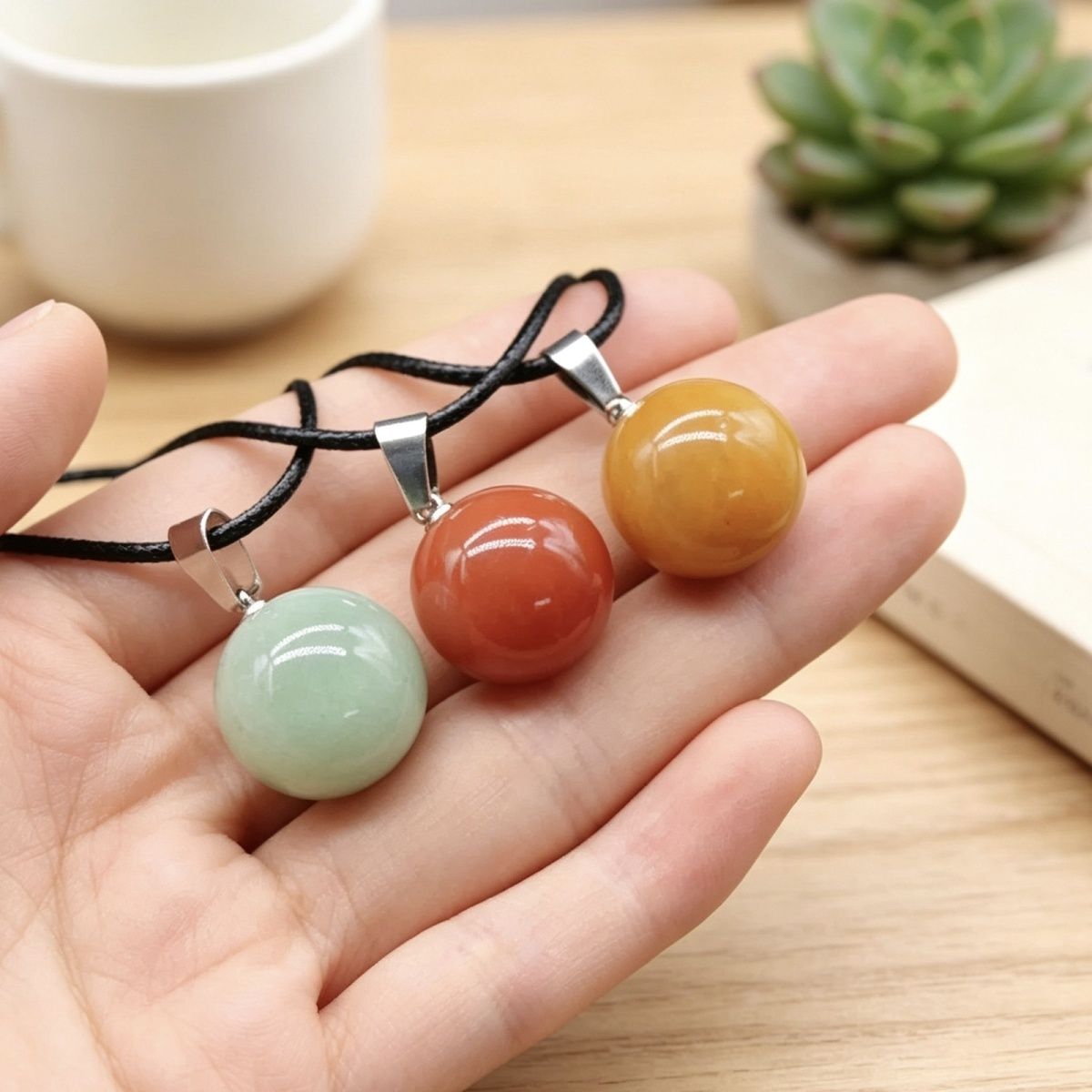 1578 um pingente de bola redonda de 16 mm, pingente de bola de pedra semipreciosa de ágata de cristal natural trabalho em andamento decoração de colar DIY