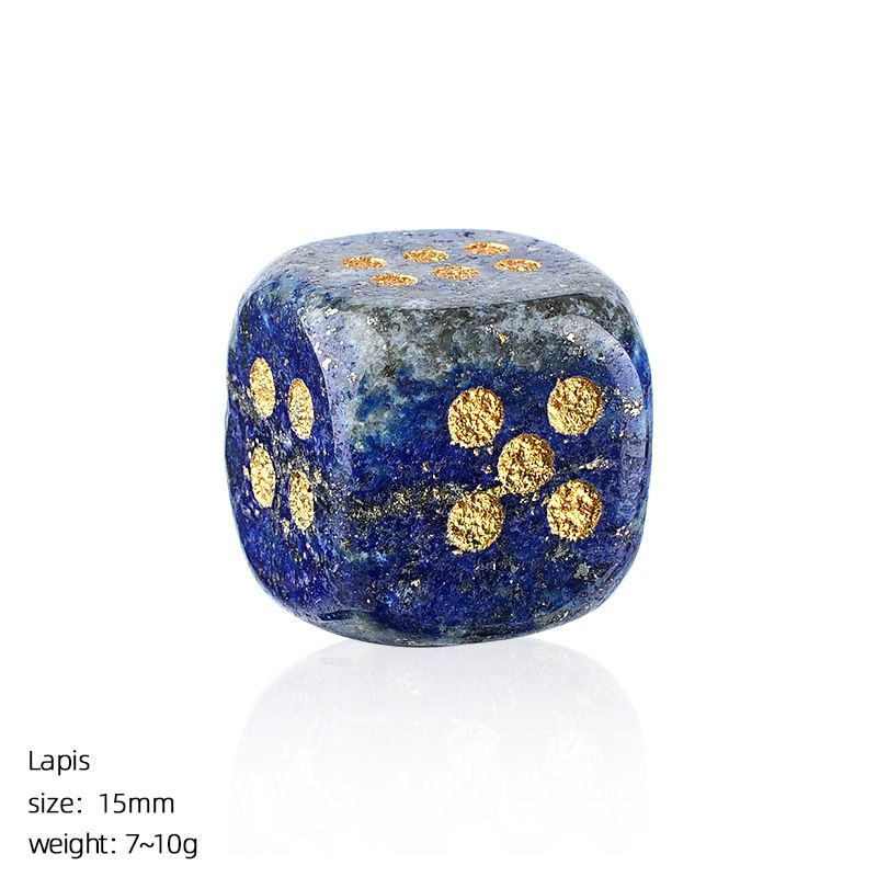 Dados de cristal natural transfronteiriço casual jogo de tabuleiro ágata jade escultura cantos arredondados 15mm pontos dados de pedra semipreciosa