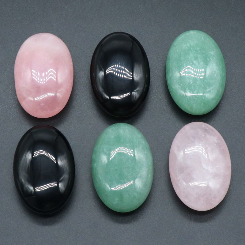 1130-40 * 60MM sabonete de cristal em pó natural cabo de mão jóias obsidiana verde dongling caixa de massagem pedra