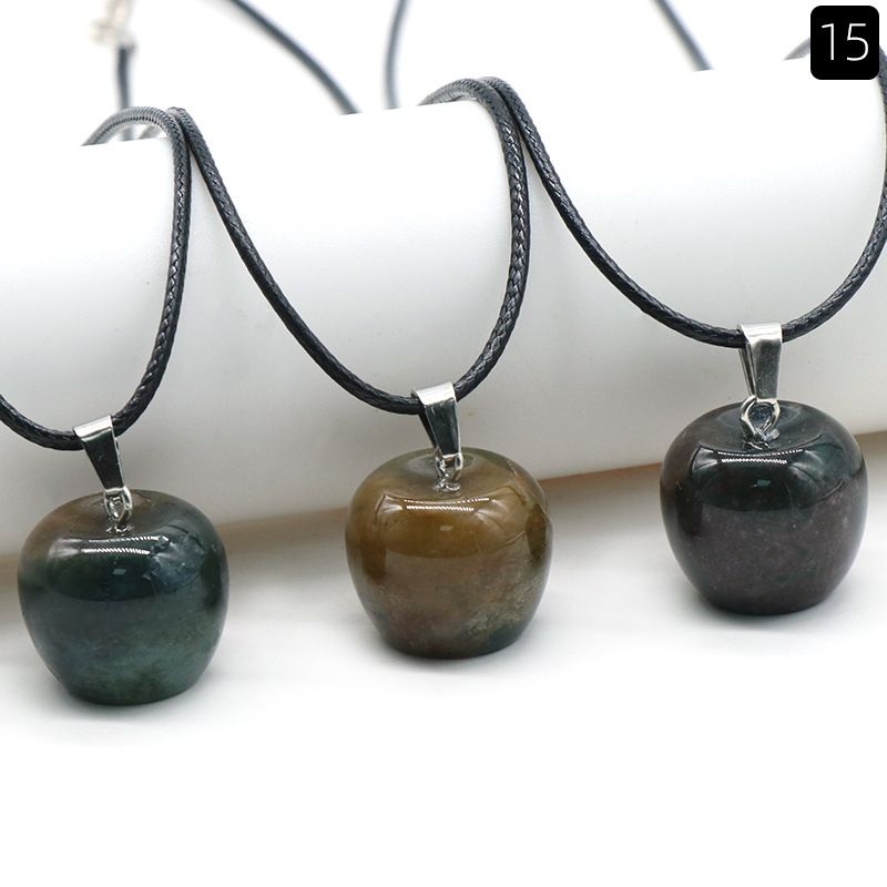 1479-Pedra de ágata de cristal natural 20mm pingente de maçã DIY acessórios decorativos para véspera de Natal