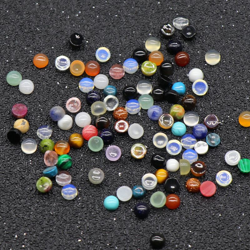 42-4Mm ágata cristal cor tesouro semi-redondo cordão anel de superfície tempo gema remendo DIY Jóias de arte de unhas japonesas acessórios