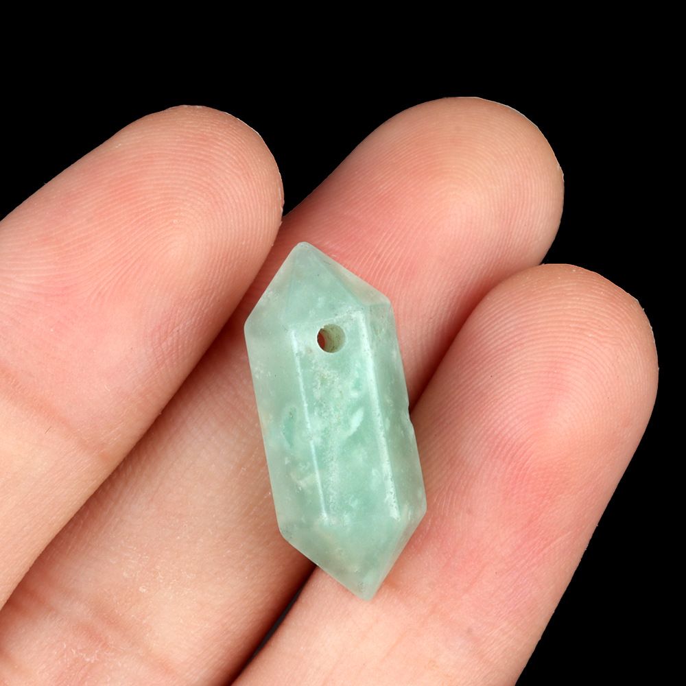1904-8X20 grande buraco seis colunas cristal de pedra natural de ponta dupla prisma hexagonal pendurado coluna DIY acessórios de jóias