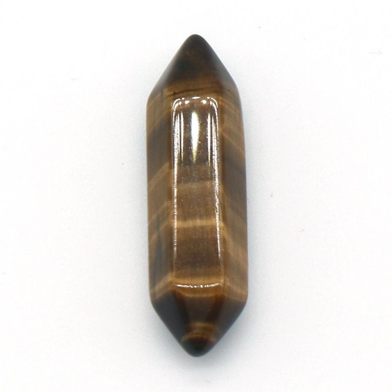1063-Pedra semi-preciosa de cristal natural de duas cabeças pontiaguda superfície de corte de cone hexagonal pequeno pilar 8X31mm acessórios DIY