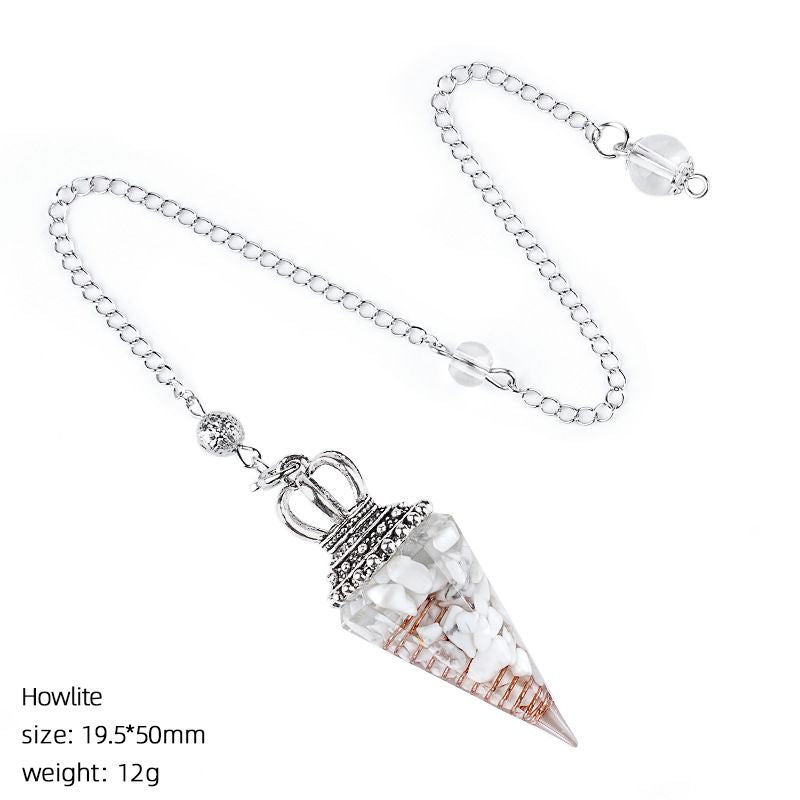 Hot Sale Pingente de Pêndulo de Cristal Natural Crown Yoga Acessórios de Meditação Hexagonal Cone Ajustável Resina de Freqüência Pêndulo