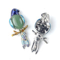 1682-Pingente de broche de papagaio Pingente de broche de gema incrustado com pino de pedra de ágata de cristal, colar